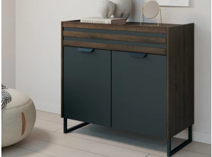 Skrinka so zásuvkou Barea, tmavo šedá/dub atlantic