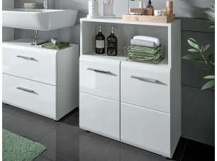 Skrinka s priehradkou Ice, 60 cm, biela lesk