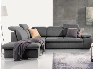 Rohová sedačka Aldon,dymovosivá štruktúrovaná látka, ľavý roh