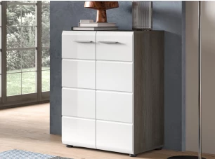 Skrinka Salsa, 60 cm, šedý dub/biela lesk