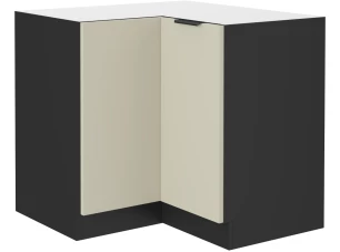 Dolná rohová kuchynská skrinka Arona, 90/90 cm, kašmírová/čierna