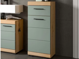 Kúpeľňová stojacia skrinka Scout, dub artisan/šalviovo zelená