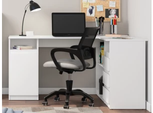 Rohový písací stôl Carlos, biely