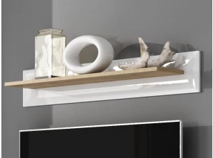 Nástenná polica Nordi, dub riviéra/biela lesk