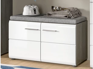 Predsieňová lavica na topánky Salsa, šedý dub/biela lesk