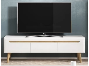 Široká TV skrinka Nordi, 160 cm, dub riviéra/biela lesk