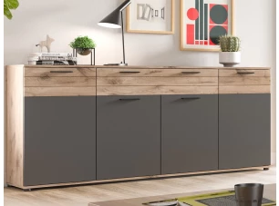 Široká komoda so zásuvkou Mason, dub/šedá