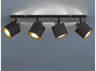 Stropné osvetlenie Tommy, 4 svietidlá, čierna/zlatá