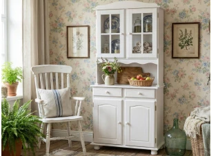 Vitrína In-Valencia, bielená borovica