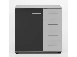 Komoda so zásuvkami Nora, biela / grafitová