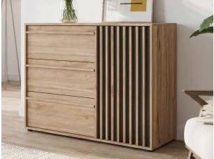 Komoda Arank 118  cm, dub mauvella/čierna