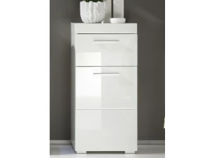 Kúpeľňová stojacia skrinka Amanda 802, lesklá biela