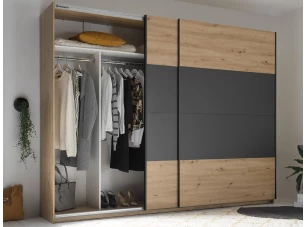 Šatníková skriňa Cordoba 270 cm, dub artisan/grafit