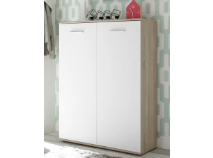 Skrinka s policami/botník Manolo 90 cm, dub sonoma/biela