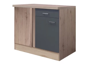 Dolná rohová kuchynská skrinka Tiago, dub san remo/sivá, šírka 110 cm