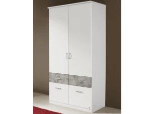 Šatníková skriňa Bremen, 91 cm, biela/šedý beton