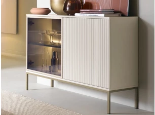 Skrinka Sento, kašmírovo béžová/šampaň, s osvetlením