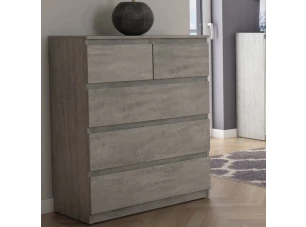 Komoda s 5 zásuvkami Carlos, šedý betón, 75 cm