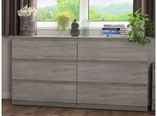 Široká komoda Carlos, šedý betón, 150 cm