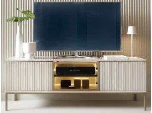 TV skrinka Sento, kašmírovo béžová/šampaň, s osvetlením