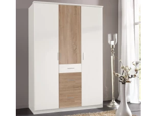 Šatníková skriňa Joker, 135 cm, biela / dub sonoma