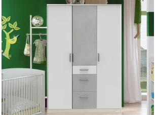 Šatníková skriňa Joker, 135 cm, biela/sivý betón