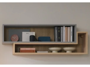 Závesný regál Room 115 cm, dub biscuit/sivý