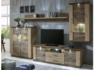 Obývacia stena Grande, dub artisan / dub Ribbeck, s osvetlením