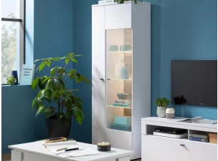 Vysoká vitrína Rovigo 70 cm, dub nox/biela