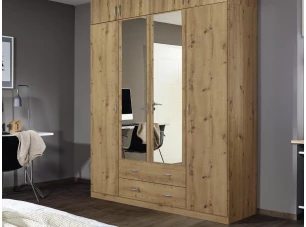 Šatníková skriňa so zrkadlom Case, 181 cm, dub artisan