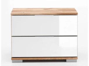 Nočný stolík Easy Plus, doskový dub / biele sklo