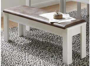 Jedálenská lavica s polstrovaním Jasmin, bielená pínia/hnedá látka