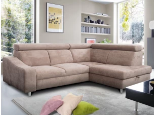 Rohová sedacia súprava Brico,  svetlo hnedá látka, pravý roh