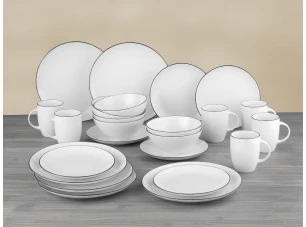 Jedálenský servis (24 dielov) Black Star, biela/čierna