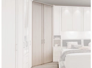 Rohová šatníková skriňa Luxor 130/127 cm, polárny smrekovec