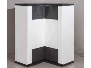 Rohová komoda Caracas typ 19, grafit / biely lesk, s osvetlením