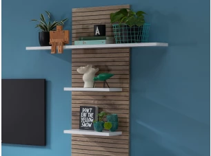 Nástenný panel s policami Rovigo 70 cm, dub nox/biela