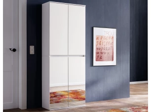 Zrkadlová viacúčelová skriňa s policami Mirror, 74 cm, biela