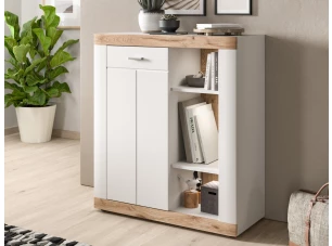 Skrinka s priehradkami Laredo, 91 cm, biela/dub nox