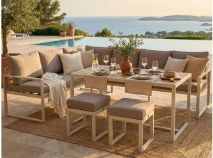 Jedálenská zostava záhradného nábytku Grosseto, béžová