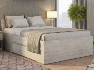 Posteľ so zásuvkami Carlos 140x200, šedý beton