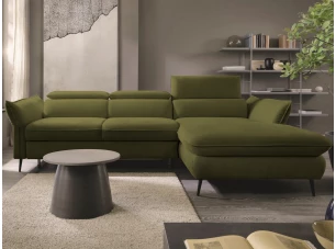 Rohová sedacia súprava Mango, machovo zelená látka, pravý roh