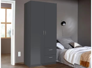 Šatníková skriňa Case, 91 cm, tmavo šedá