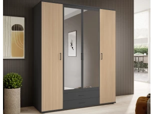 Šatníková skriňa Laurie, 159 cm, grafit/dub