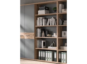 Vysoký regál Mason, 80 cm, dub nox/šedý