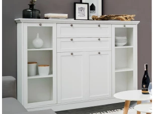 Vysoká komoda s presklením Landwood, biela