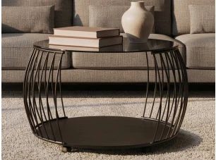 Okrúhly konferenčný stolík Shanghai, 80 cm, čierny/sivý