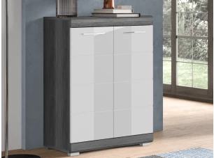 Skrinka Scout, 60 cm, sivý dub/biela lesk