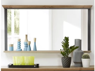 Nástenné zrkadlo s poličkou Jasmin, grafit/dub