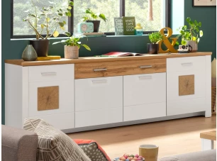 Široká komoda Matera, 220 cm,starý dub/biela